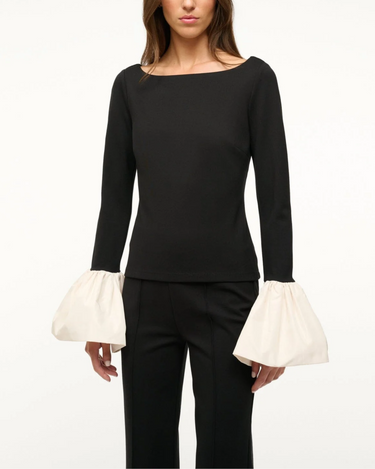 Staud Paige Top in Black Ivory