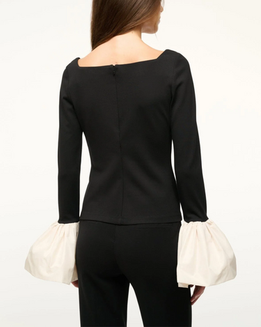 Staud Paige Top in Black Ivory