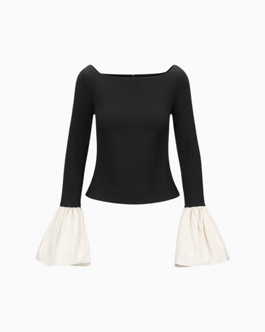 Staud Paige Top in Black Ivory