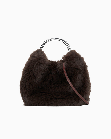 Staud Romeo Faux Fur Bag in Espresso