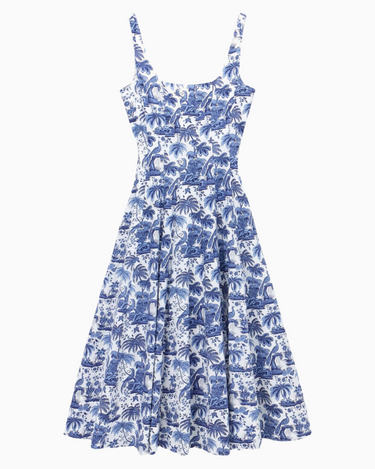 Staud Wells Dress in China Blue Toile