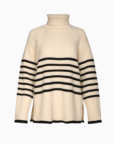 Turtleneck Sweater in Cream Black