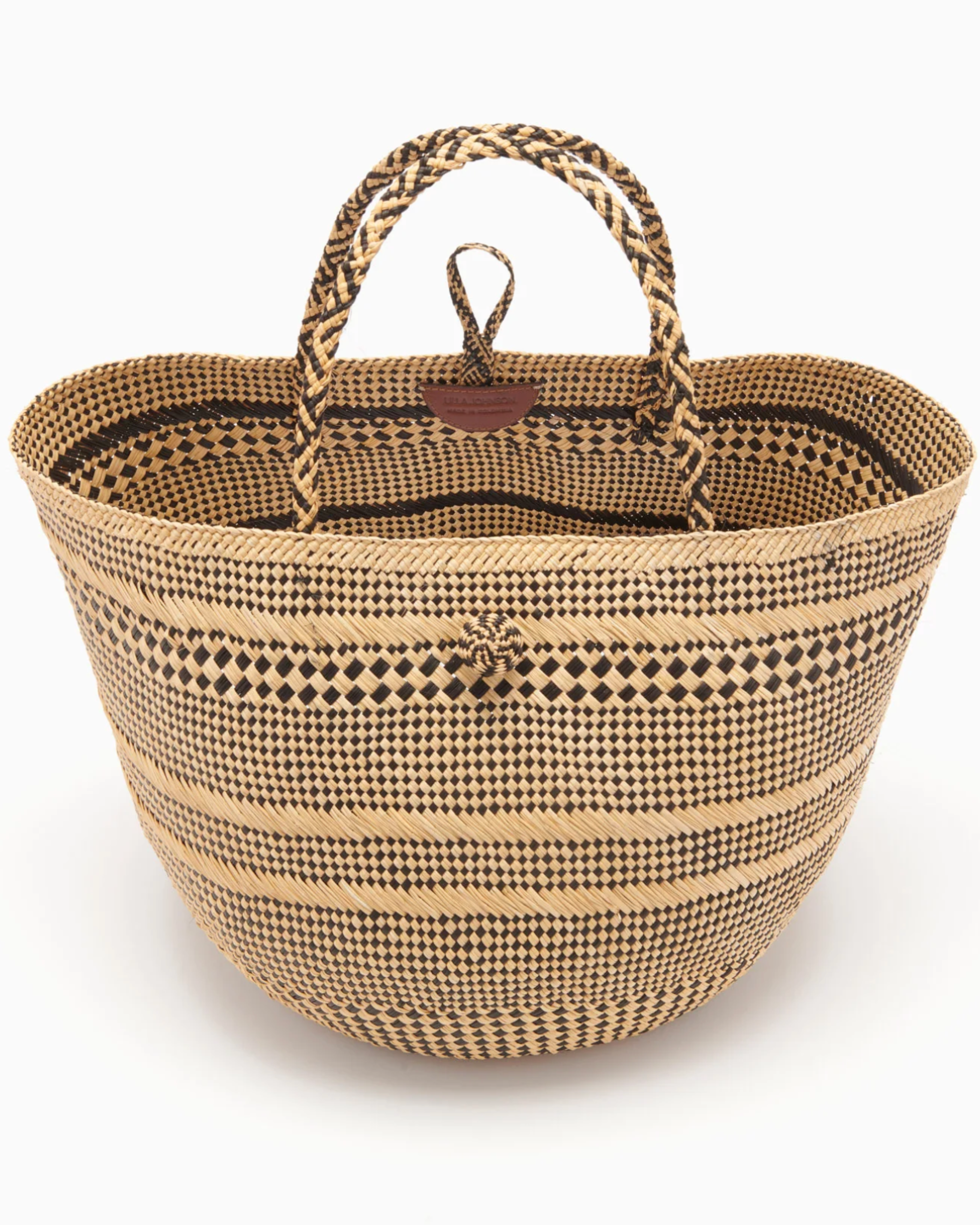 Ulla Johnson Marta Large Basket Tote Bag in Chocolate Stripe
