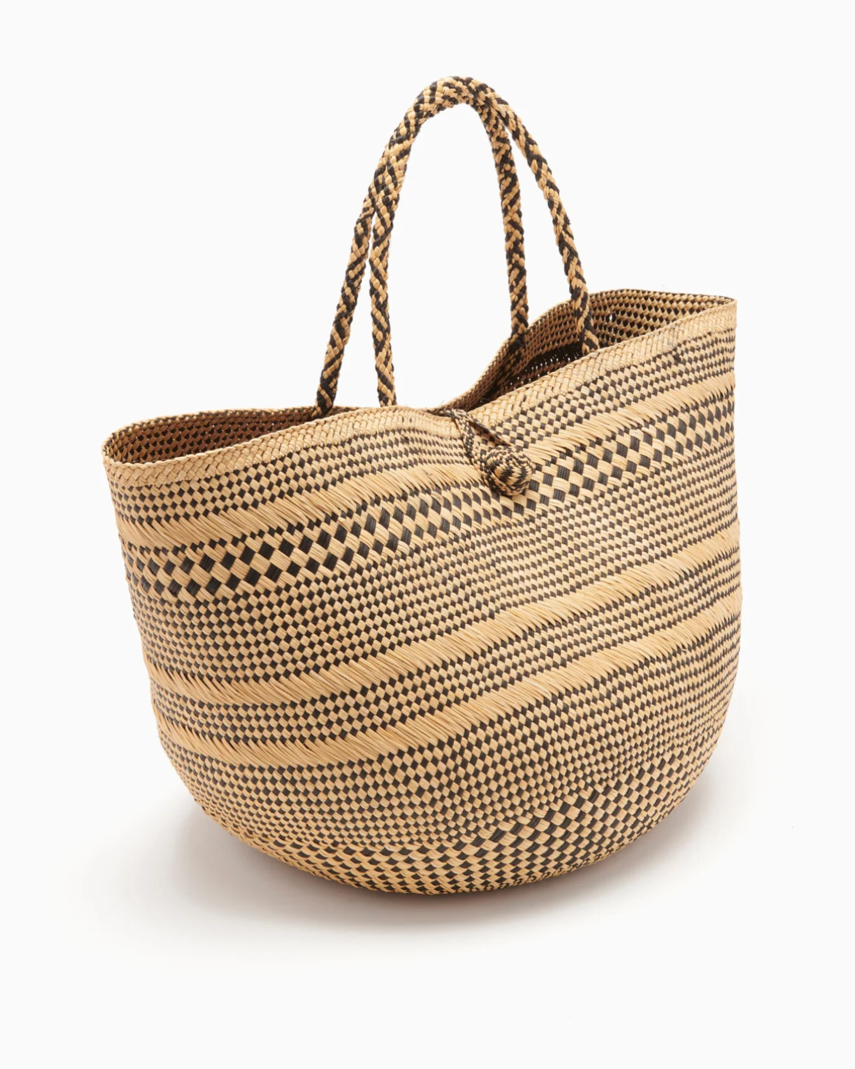 Ulla Johnson Marta Large Basket Tote Bag in Chocolate Stripe