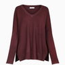 V Neck Pullover Sweater in Heather Burgundy