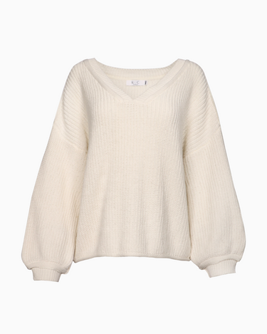 V Neck Sweater in Cream