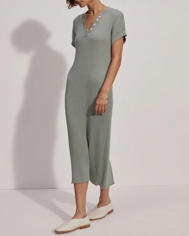 Varley Aria Knit Midi Dress in Green Milieu