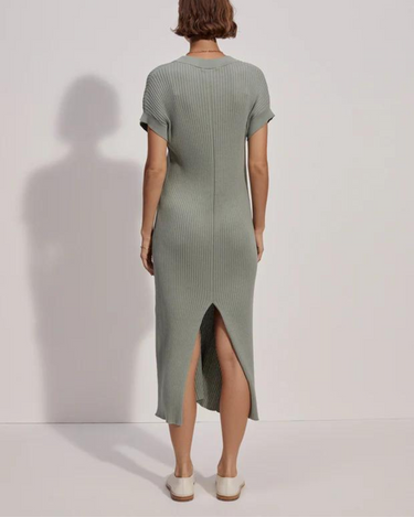 Varley Aria Knit Midi Dress in Green Milieu