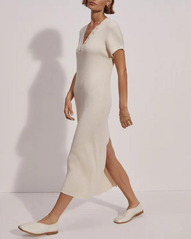 Varley Aria Knit Midi Dress in Whitecap Grey