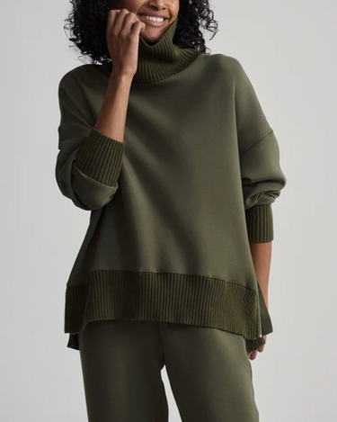 Varley Barker High Neck Sweat in Olive Night