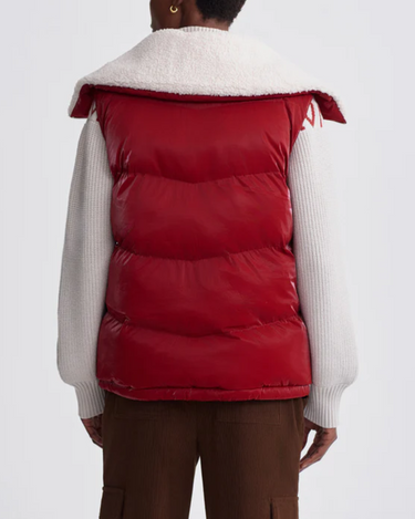 Varley Brock Puffer Gilet in Red Dahlia