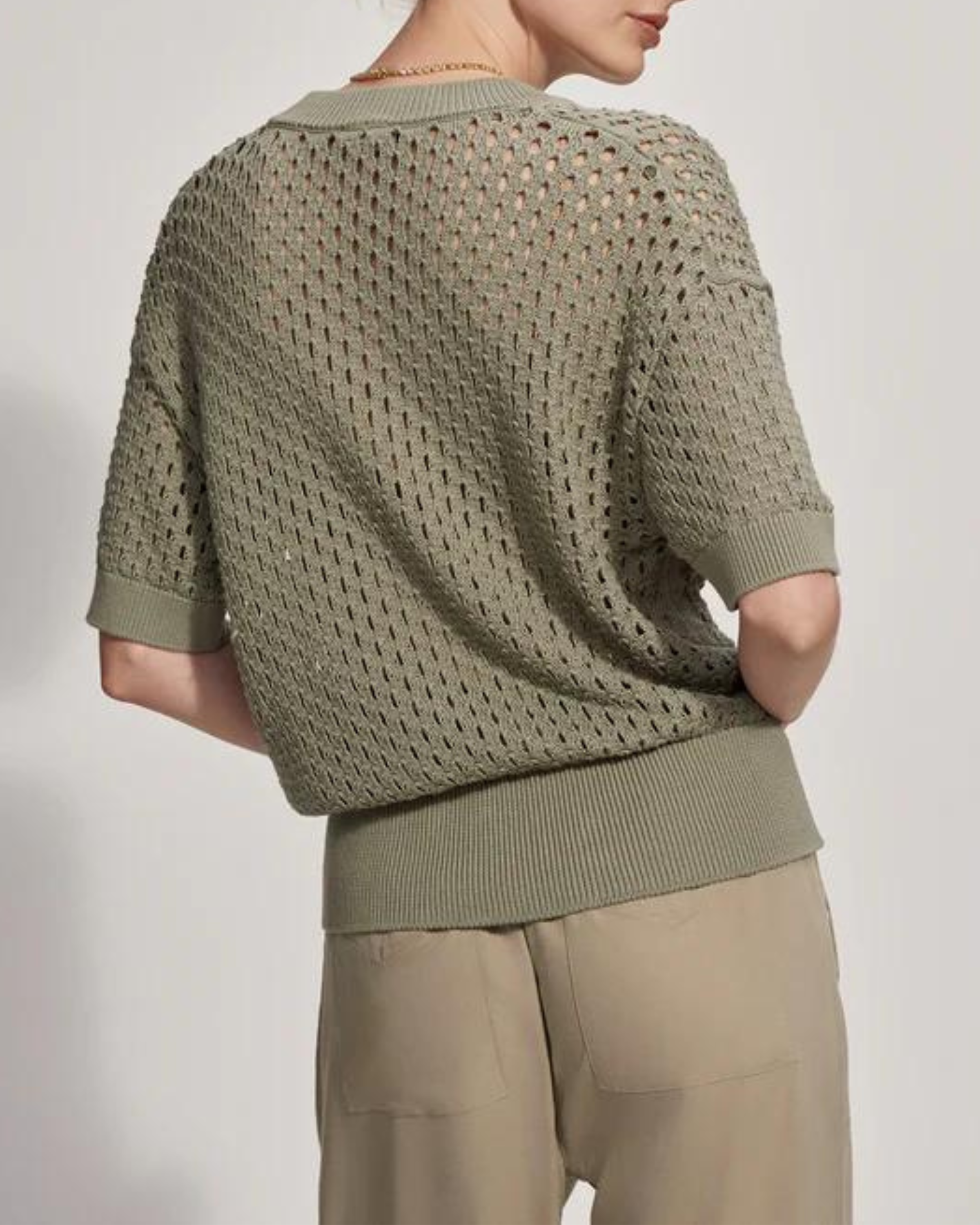 Varley Eaton Knit Top in Seagrass