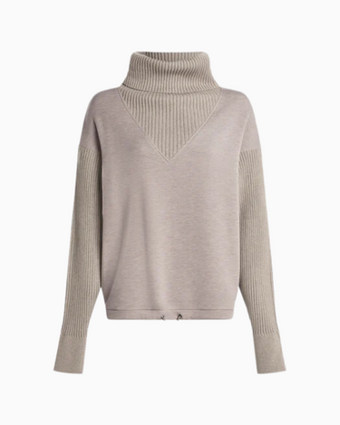 Varley Hannah Cowl Neck Sweat in Taupe Marl