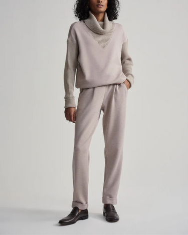 Varley Hannah Cowl Neck Sweat in Taupe Marl