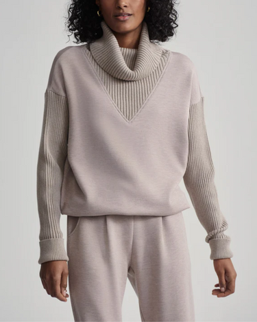 Varley Hannah Cowl Neck Sweat in Taupe Marl