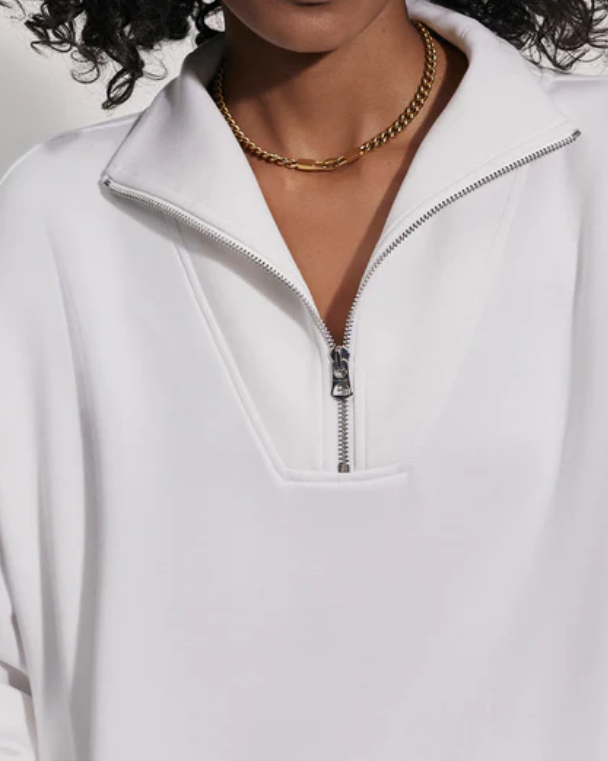 Varley Hawley Half Zip Sweatshirt in White