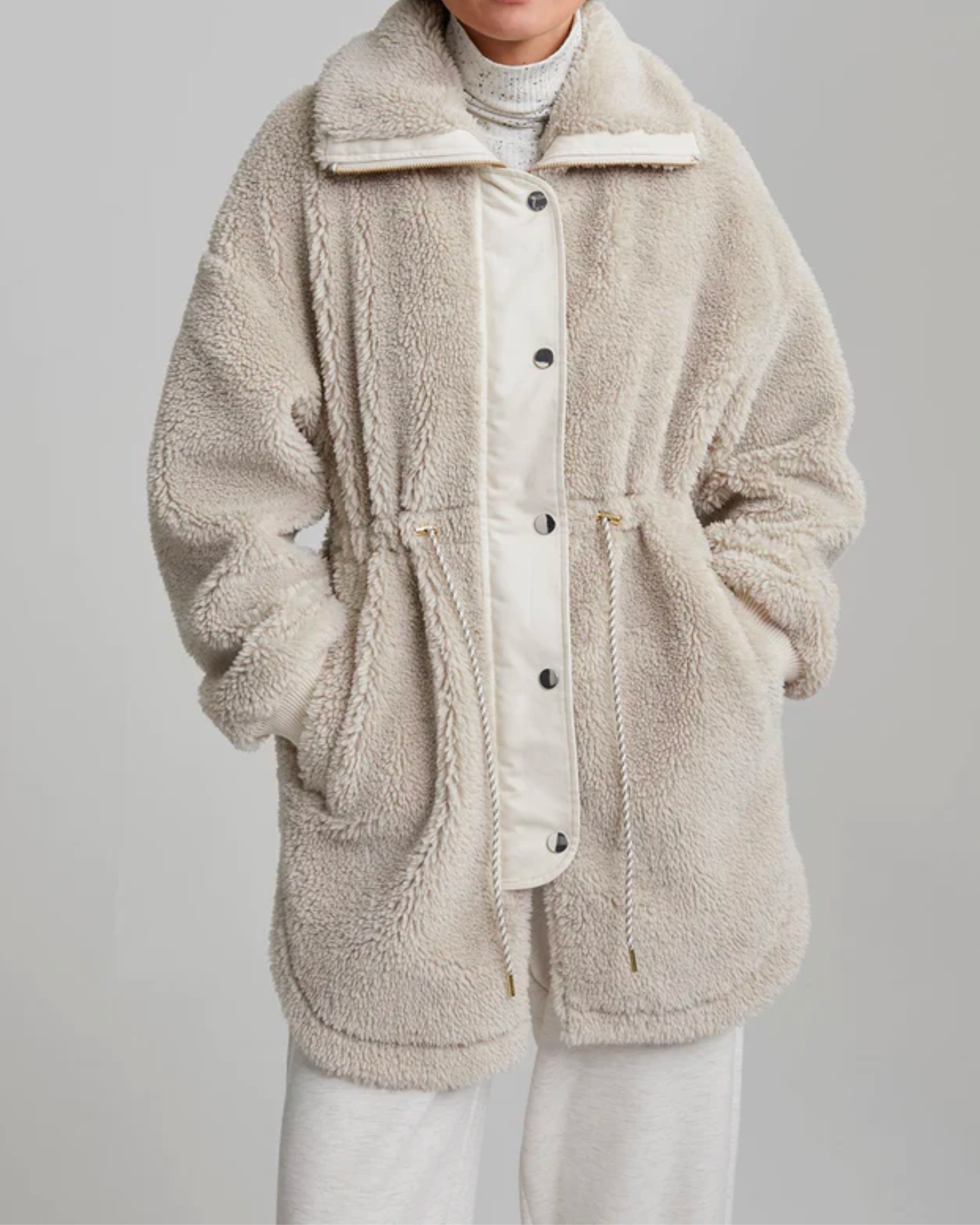 Varley Jamie Sherpa Jacket in Chateau Grey Sand Shell