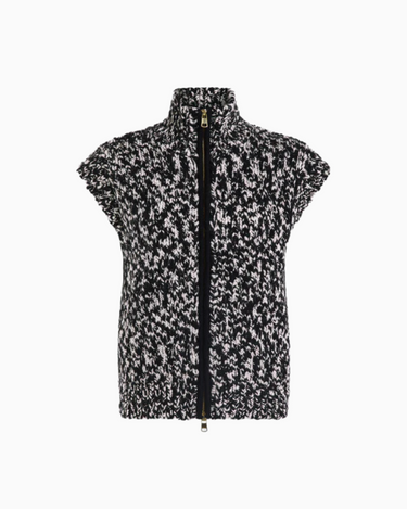 Varley Sandy Zip Through Knit Gilet in Snow White Black Fleck