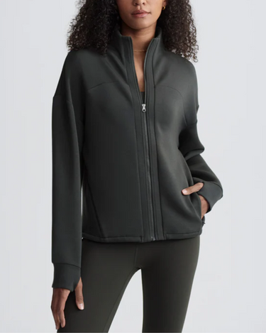 Varley Tayah Zip Through Midlayer in Dark Resin Green