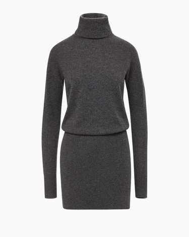 Veronica Beard Cassidy Turtleneck Mini Dress in Charcoal