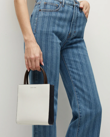 Veronica Beard Crosbie Wide Leg Loafer Jean in Sapphire Stripe