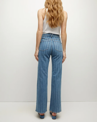 Veronica Beard Crosbie Wide Leg Loafer Jean in Sapphire Stripe