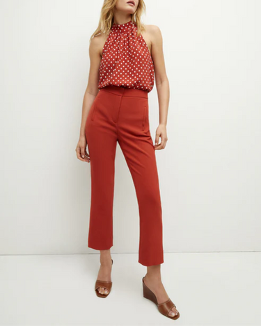 Veronica Beard Kovi Top in Brick Red Ivory