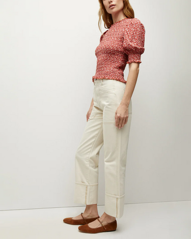 Veronica Beard Langston Top in Brick Red White