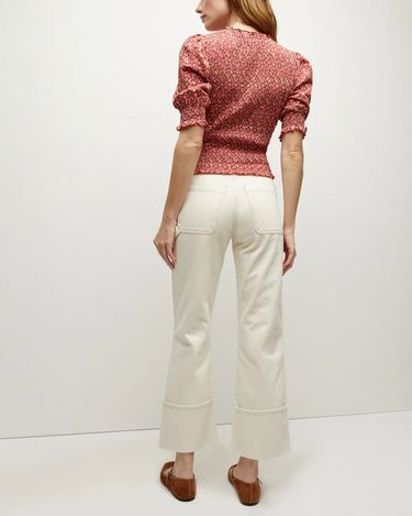 Veronica Beard Langston Top in Brick Red White