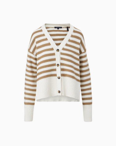 Veronica Beard Saylor Cardigan in White/Khaki