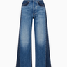 Veronica Beard Taylor Cropped High Rise Wide Leg in Rebel Blue Colorblock