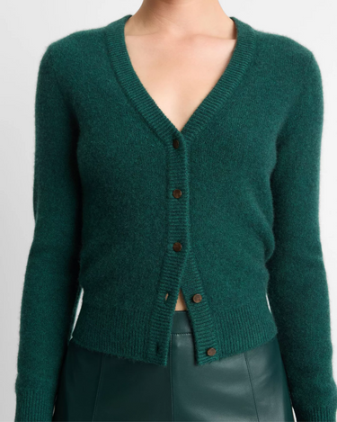 Vince Boiled Cotton Cardigan in Heather Jade