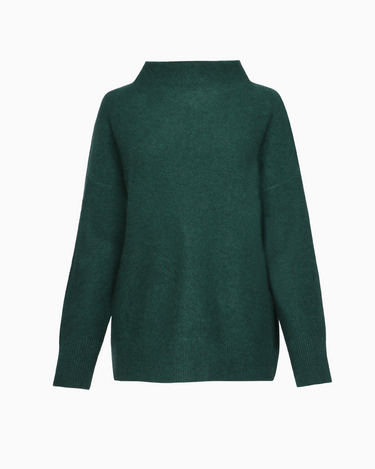 Vince Boiled Funnel Neck Pullover in Heather Jade