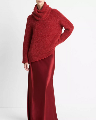 Vince Boucle Turtle Neck Sweater in Ruby Ink