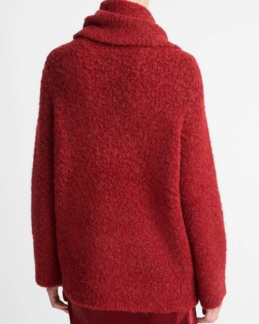 Vince Boucle Turtle Neck Sweater in Ruby Ink