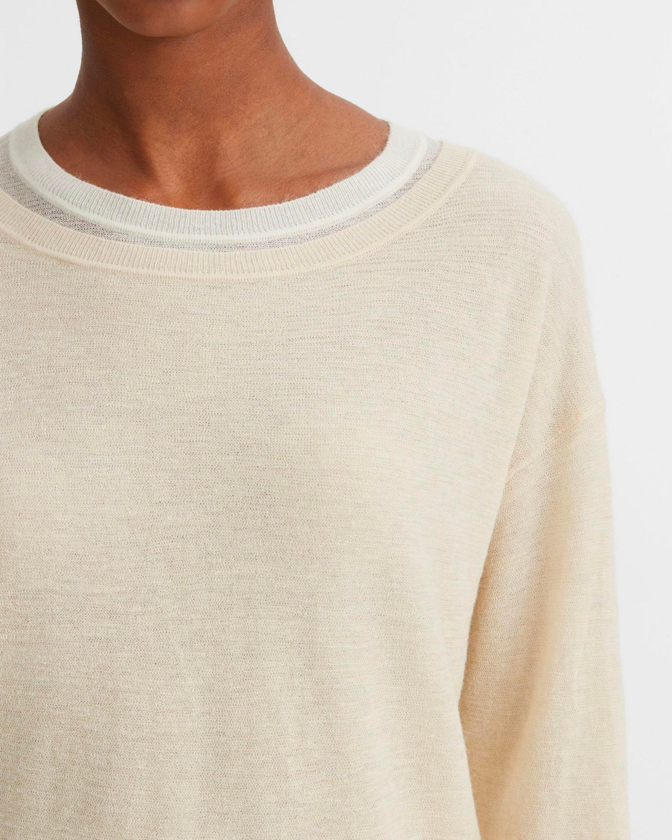 Vince Double Layer Sweater in White Sand