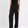 Vince Drop Waisted Pleated Crepe Trouser in Black