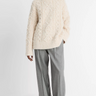 Vince Loop Stitch Cable Crew in Off White