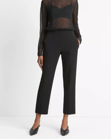 Vince Mid Rise Velvet Strapping Pull On Pant in Black