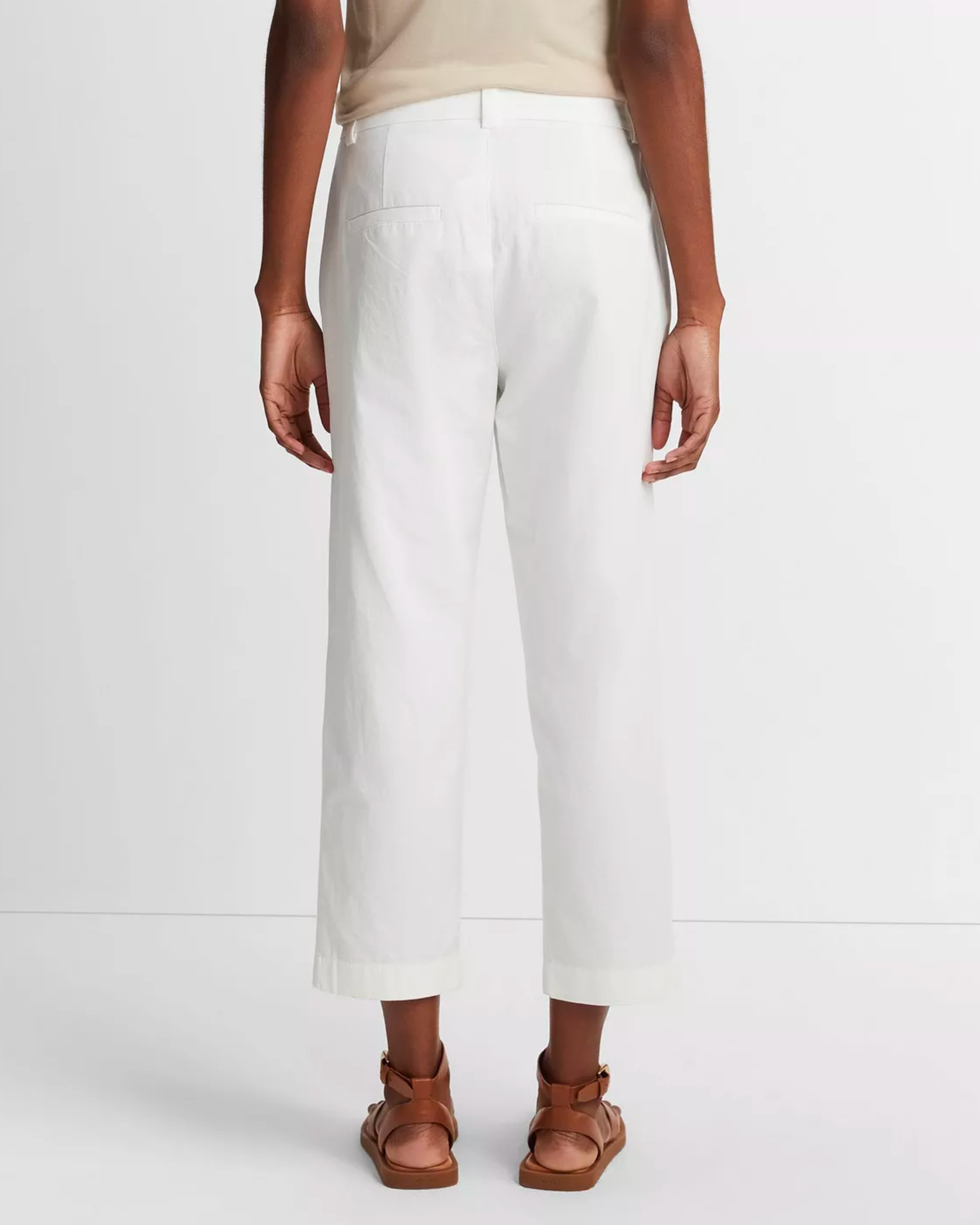 Vince Mid Rise Washed Cotton Crop Pant in Off White