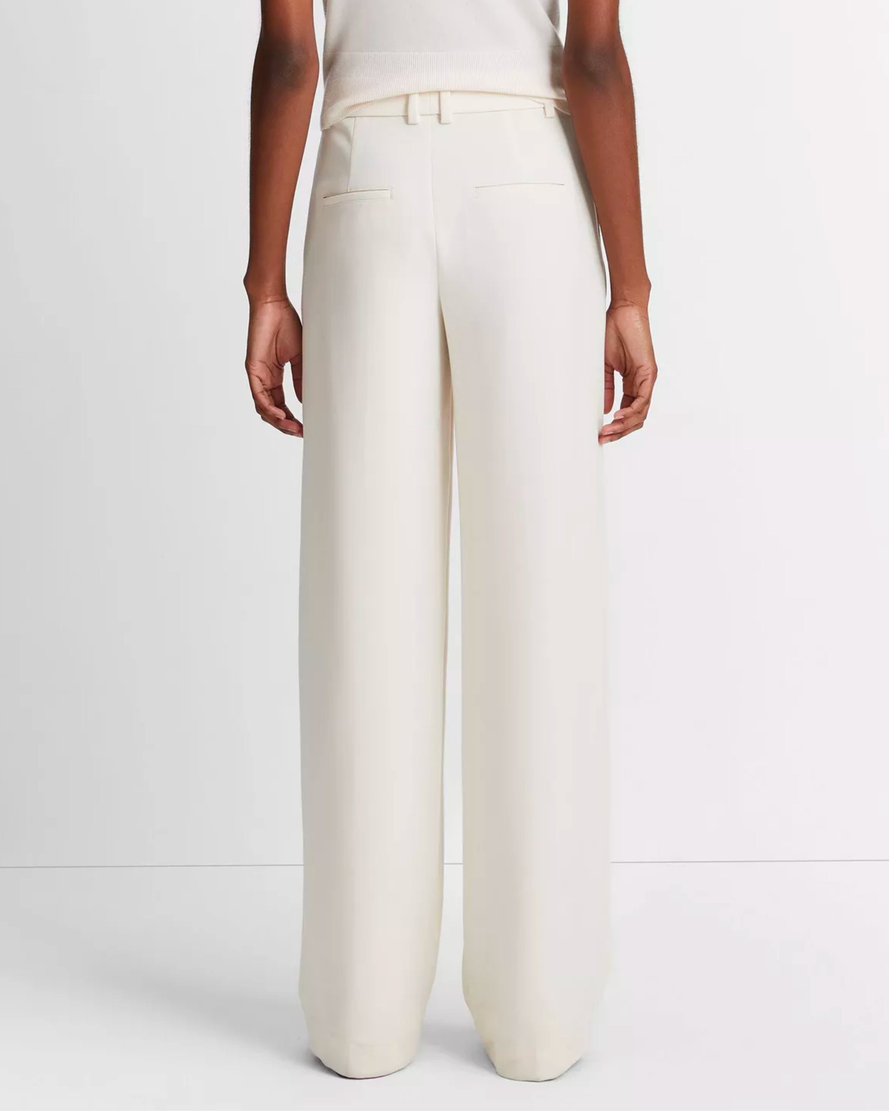 Vince Pintuck Wide Leg Pant in Off White