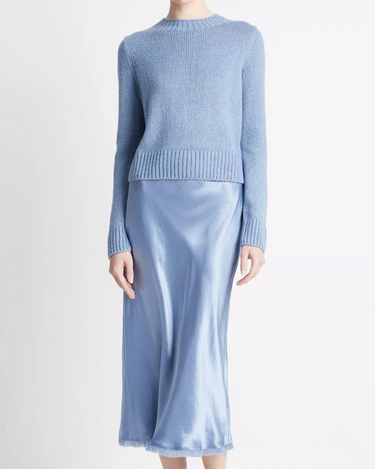 Vince Plush Silk Crew Sweater in Azure Gem