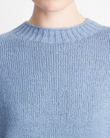 Vince Plush Silk Crew Sweater in Azure Gem