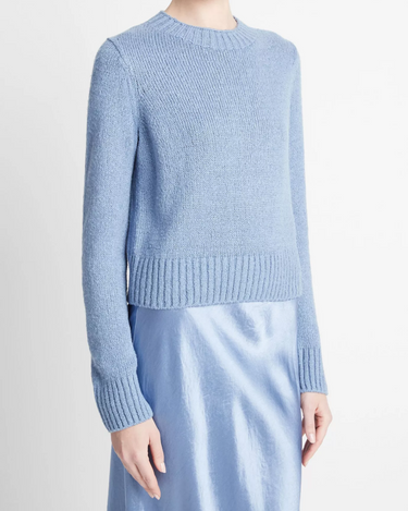 Vince Plush Silk Crew Sweater in Azure Gem