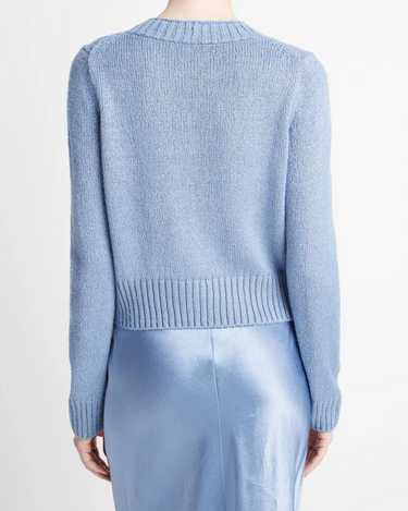 Vince Plush Silk Crew Sweater in Azure Gem