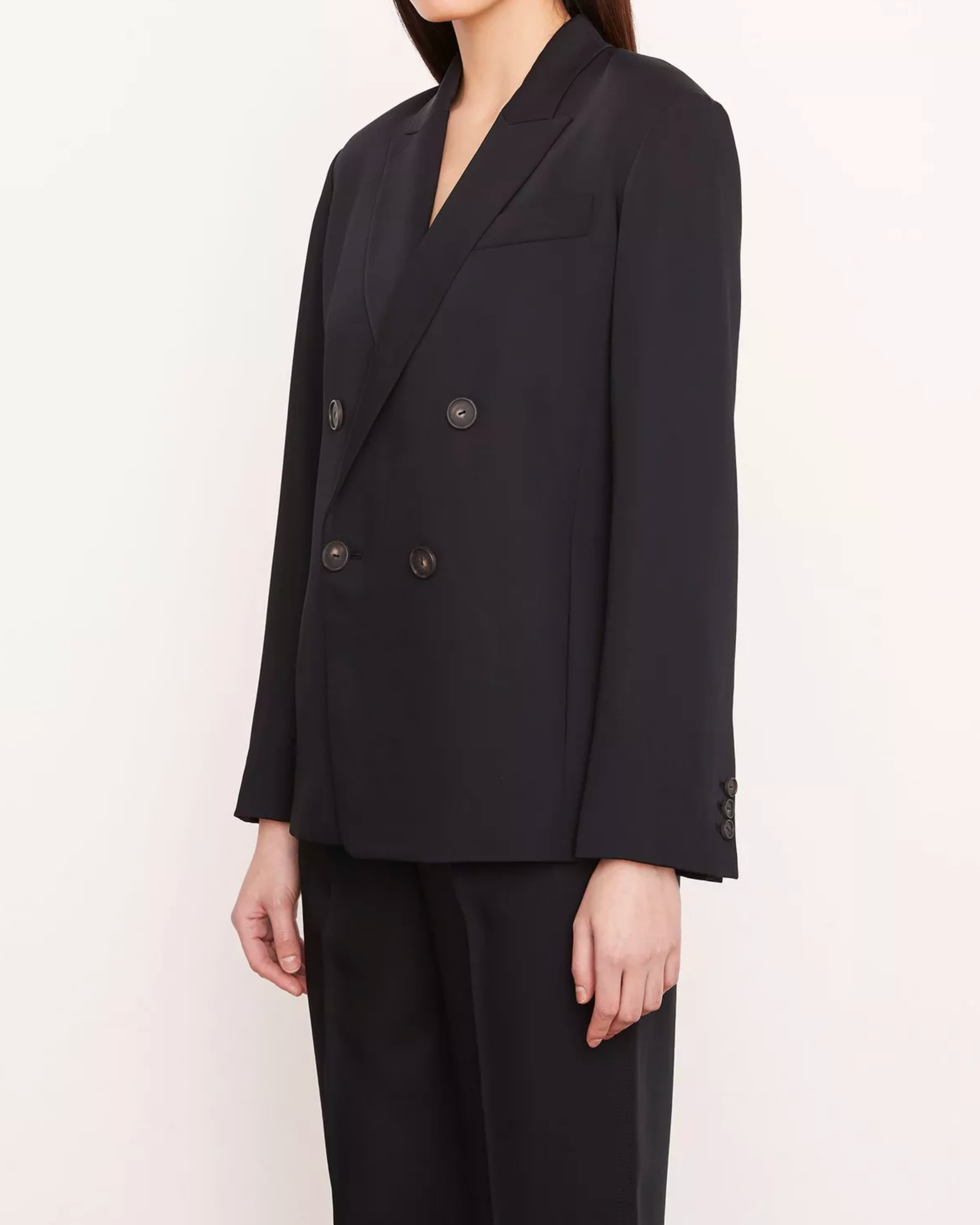Vince Soft Suiting Double Breasted Blazer in Black