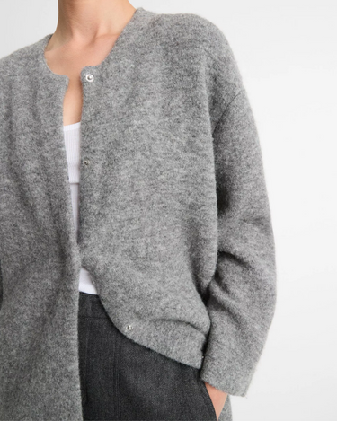 Vince Textured Soft Sculpt Car Coat in Medium Heather Grey