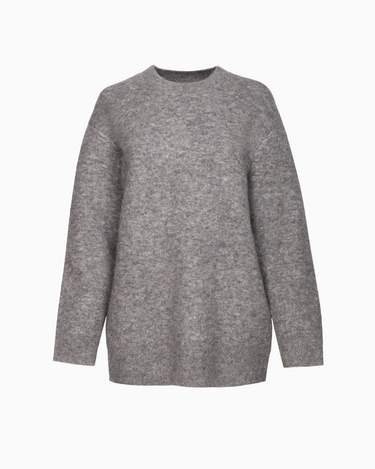 Vince Textured Soft Sculpted Crew Neck Sweater in Medium Heather Grey