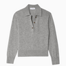 White + Warren Cashmere Button Polo in Grey Heather