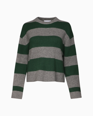 White + Warren Cashmere Striped Crewneck